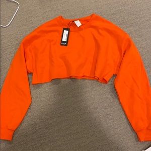 Nasty Gal cropped orange crew neck